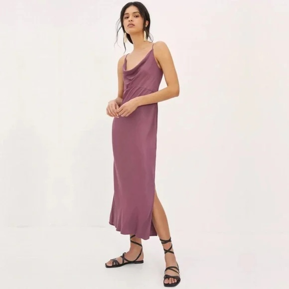 Anthropologie Elyse Mauve Slip Midi Dress